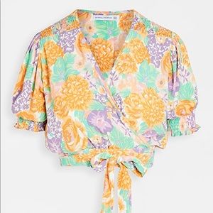 FAITHFULL *La Colle* floral print boho crop wrap top S